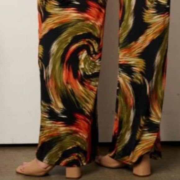 JANETTE PLUS SIZE off Shoulder Swirl Print Wide Leg Jumpsuit NWT 1X, 2X, 3X - Picture 8 of 8
